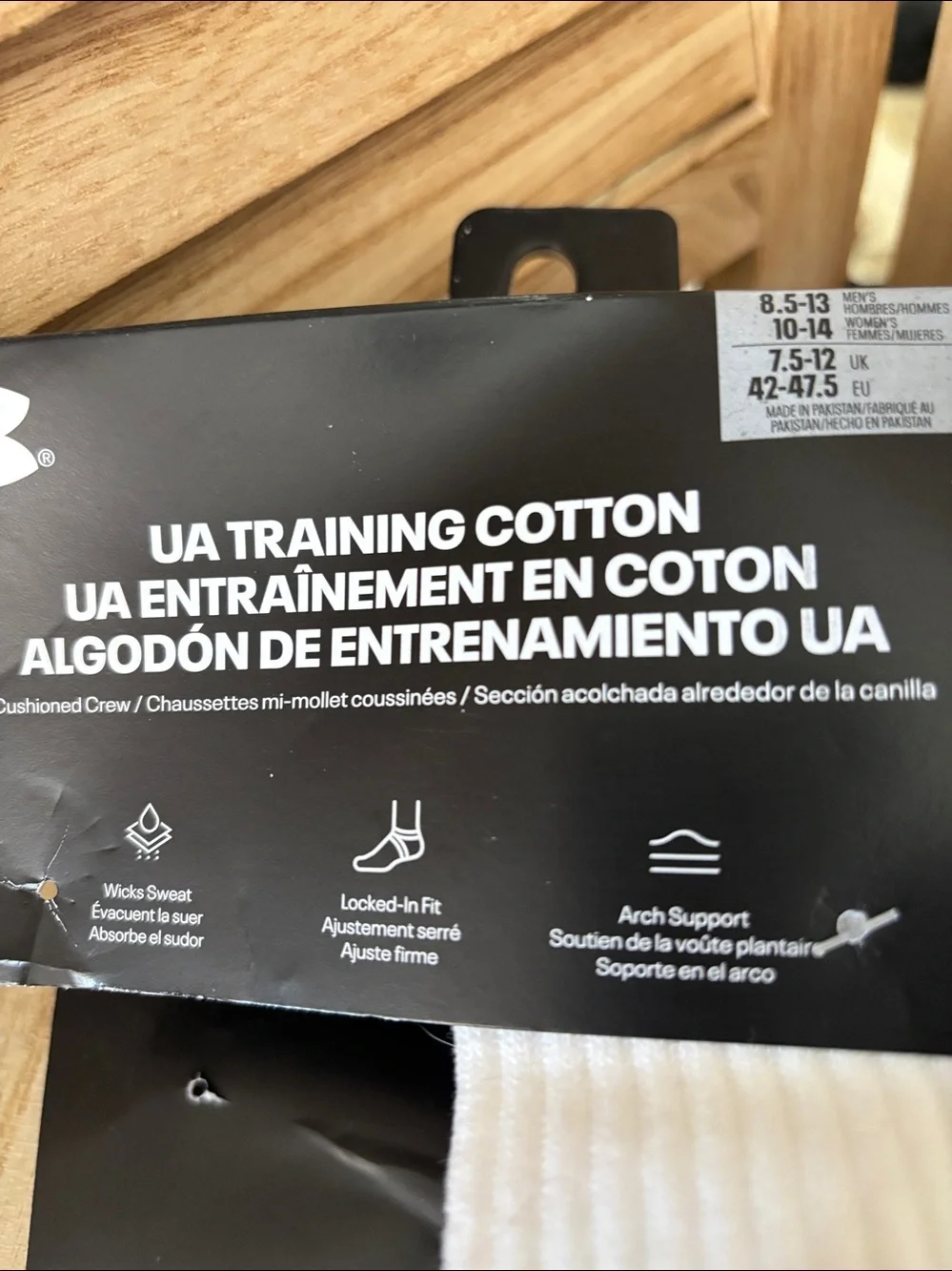Under Armour White Crew Athletic Socks with Black Logo (3 Pack)